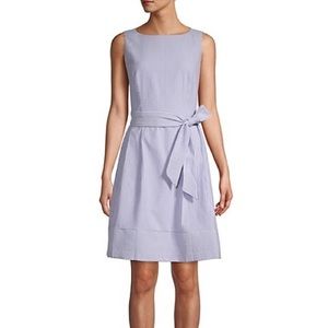 Anne Klein Seersucker Blue and white stripe dress